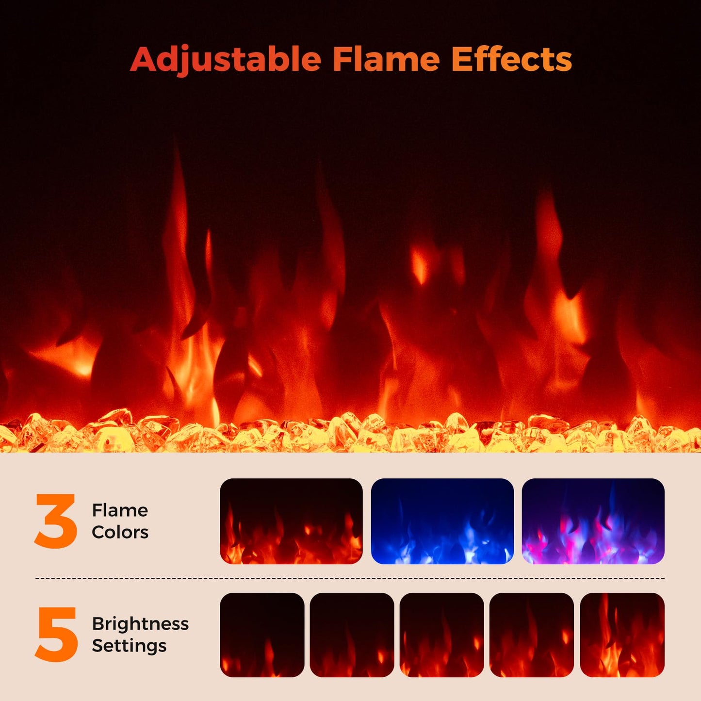 18 Inches Electric Fireplace 5,000 BTU Fireplace Insert w/Remote Control