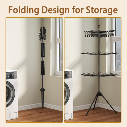 Foldable Garment with 32 Hanging Rods & 24 Clips