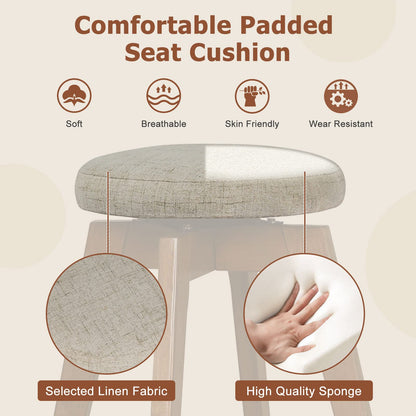 26-inch Bar Stools Set of 2/4 Counter Height Swivel Bar Chairs w/Rubber Wood Legs