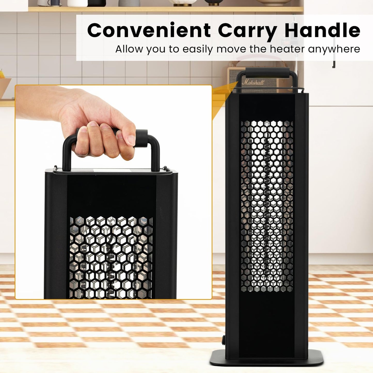 Outdoor Patio Heater, 1200W Freestanding Double-Sided Electric Infrared Heater w/Tip-Over Protection