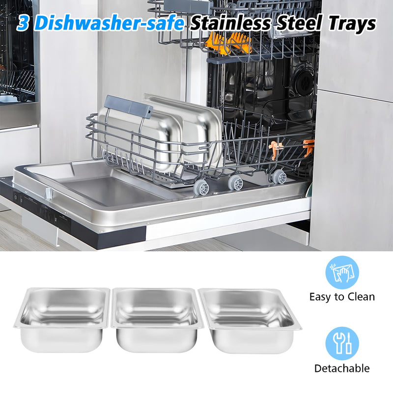 ARLIME Food Warmer Buffet Server, 450W Stainless Steel Electric Warming Tray