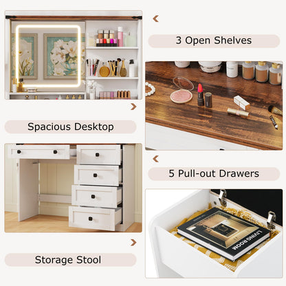 42'' Farmhouse Dressing Table w/Charging Station