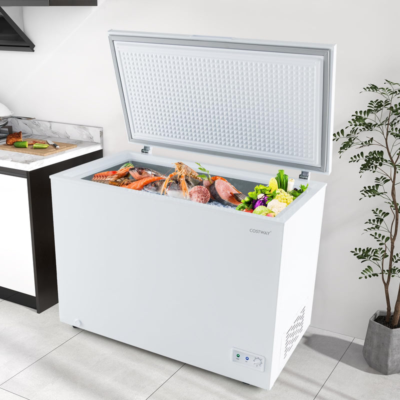 10 Cu.Ft. Chest Freezer, Compact Deep Freezer with 7-Level Adjustable Temperature, Removable Basket