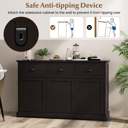 Sideboard Buffet Kitchen Storage Cabinet with Countertop 2 Cabinets & 3 Drawers