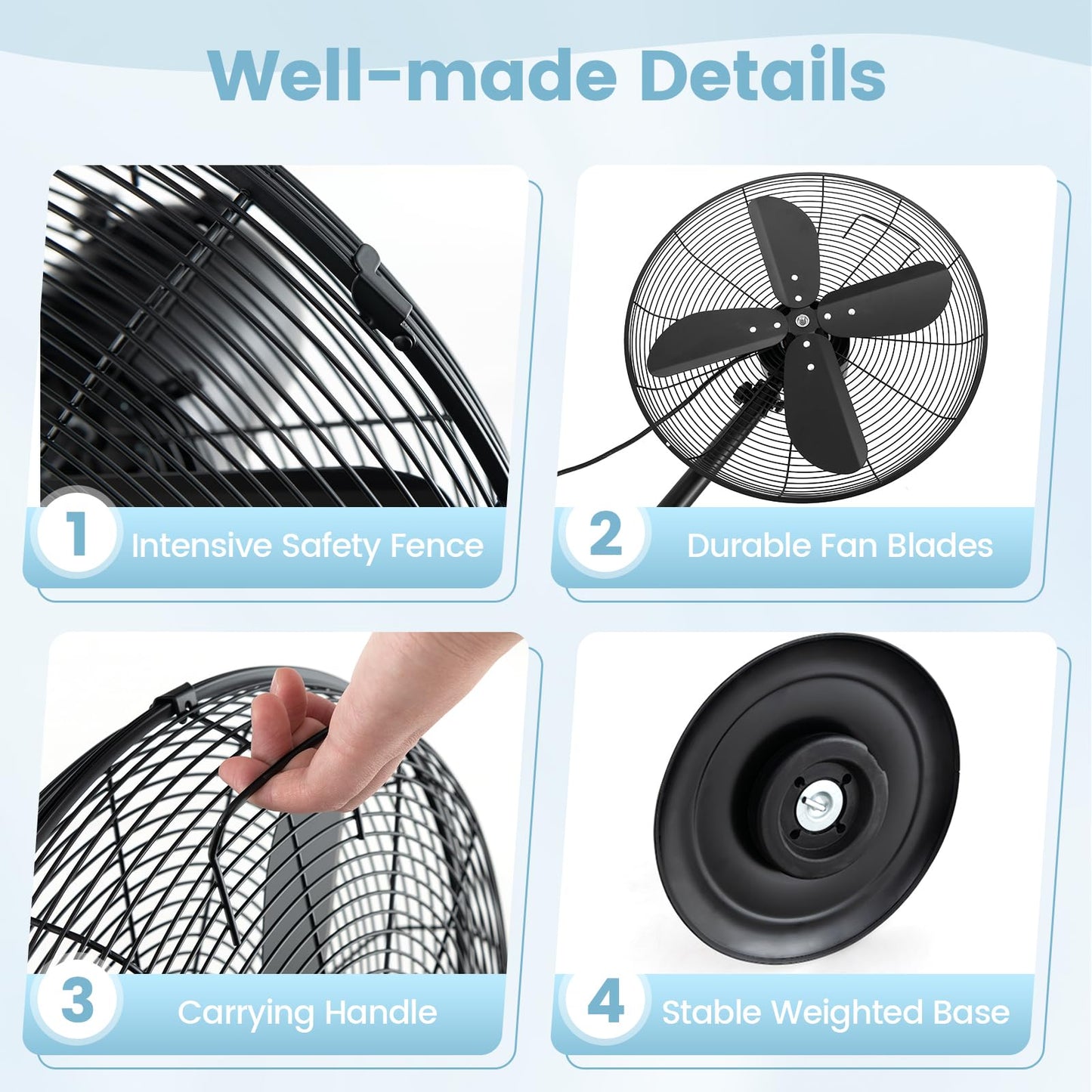 ARLIME Pedestal Fan, 16 Inch Oscillating Fan w/ 3 Speeds & Adjustable Height, 75° Oscillation & 20° Tilt