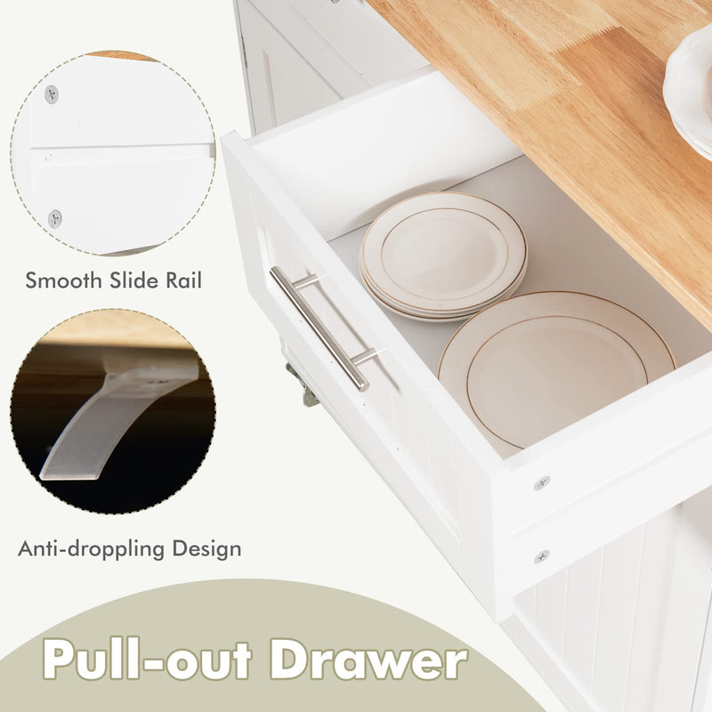 Kitchen Island Cart on Wheels with Side Towel Bar