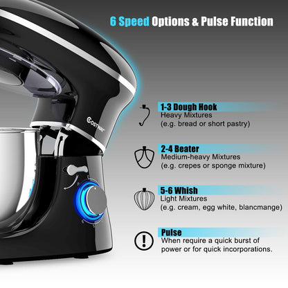 660W Electric Kitchen Food Mixer with 6 Speed Control