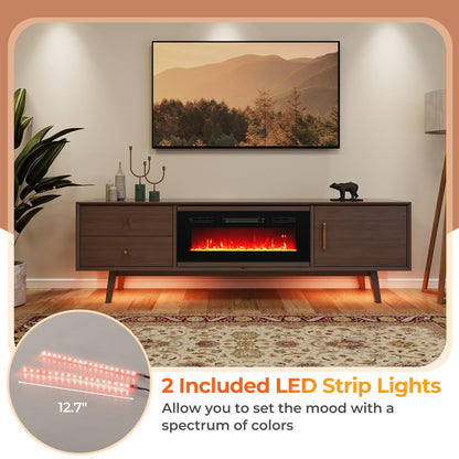 36 Inches Electric Fireplace Inserts w/LED Strip Lights