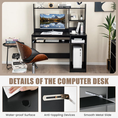 Computer Desk with Storage Shelf Wooden Writing Desk with Hutch