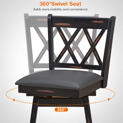 360 ° Swivel Counter Height 25 inch Bar Stool with Foot Rest Upholstered Cushion & Ergonomic Backrest