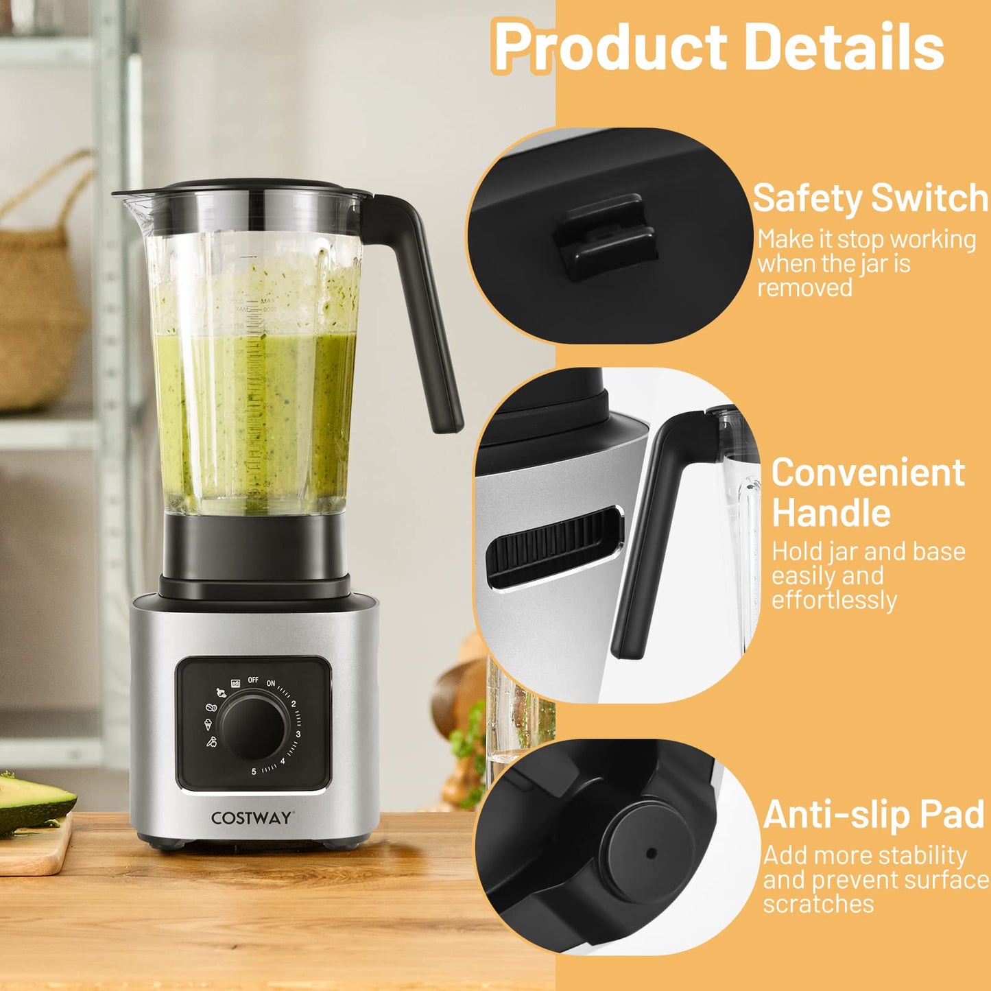 Countertop Blender Powerful Blender with 68 oz Tritan Jar