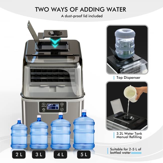 ARLIME Portable Countertop Ice Maker Machine, 45 Lbs/24H, 24 Pcs/13 Mins