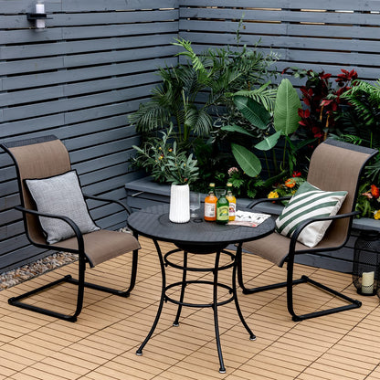 Outdoor Firepit with Spark Screen Cover for Outside Dining