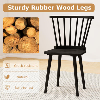 Windsor Dining Chairs Set of 2/4 with Spindle Back and Contoured Seat for Home