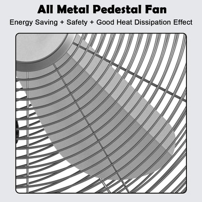 Metal Pedestal Fan 18-Inch Quiet Oscillating Standing Fan