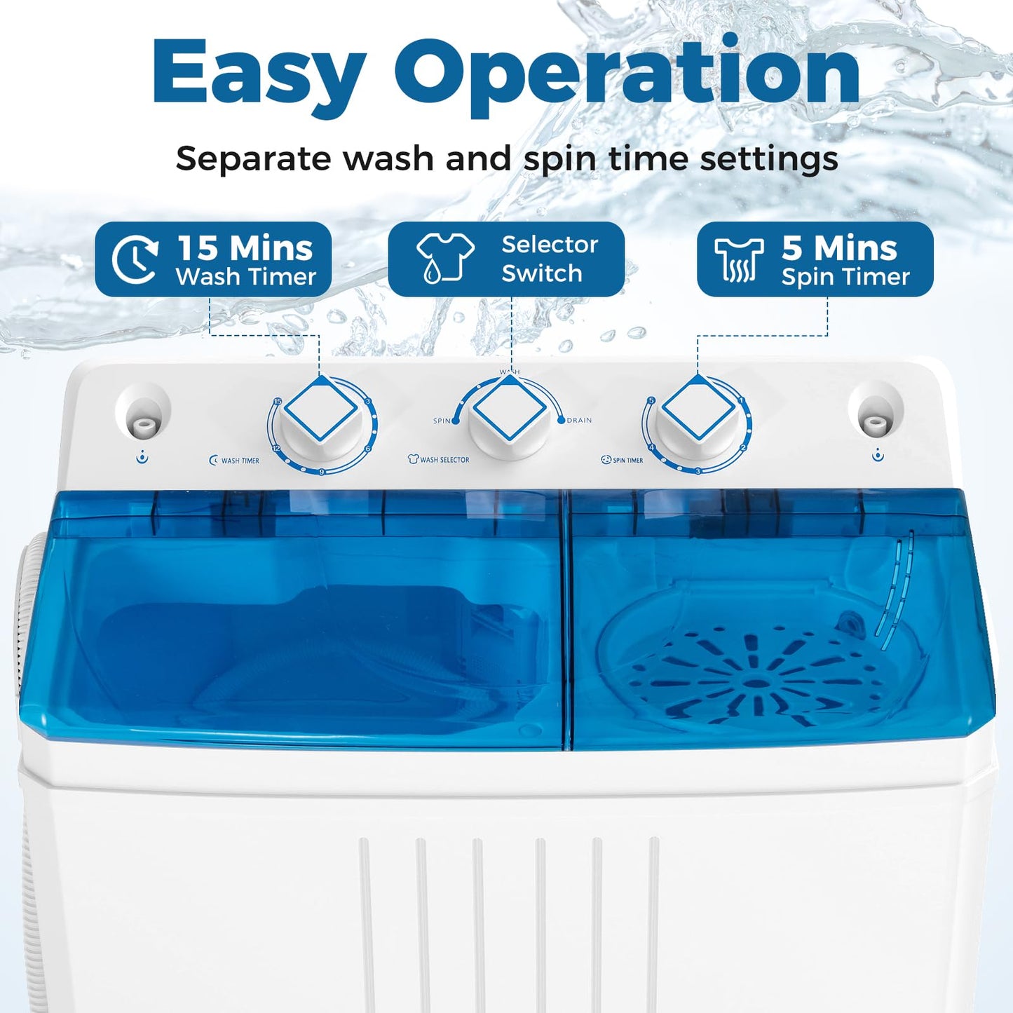 Portable Washing Machine with Drain Pump for Apartment Dorm RV