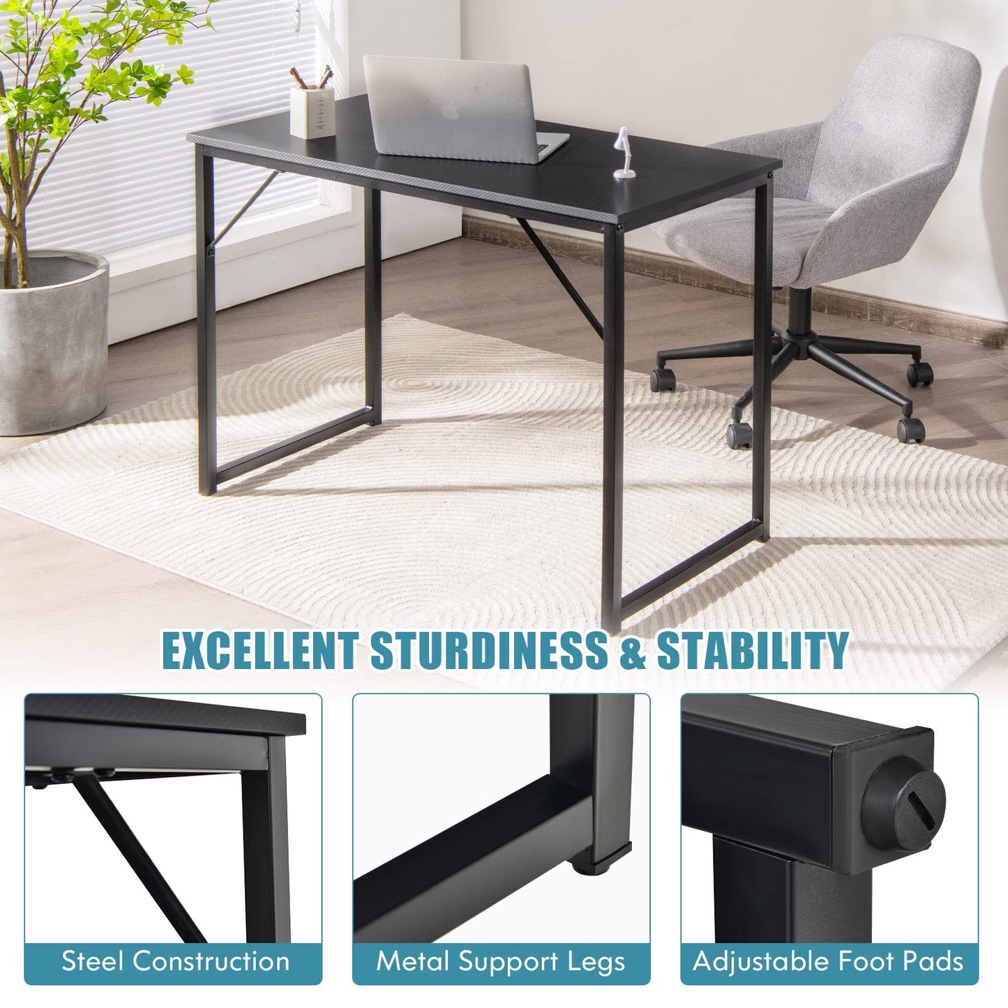 Home Office Computer Desk 40 inch Modern Simple Writing Study Desk