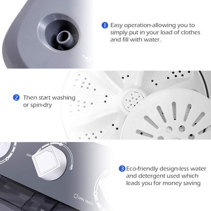 Washing Machine, Twin Tub Washer and Spinner Combo, 20Lbs Capacity (12Lbs Washing and 8Lbs Spinning)