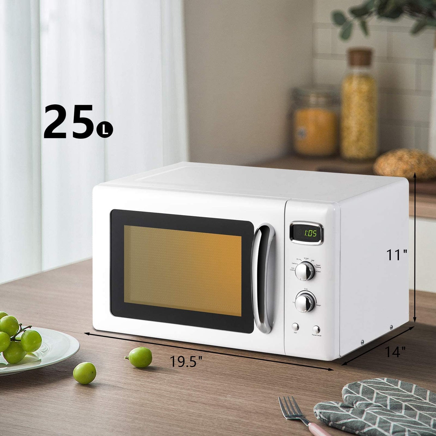 ARLIME Retro Microwave, 900W/0.9Cu.Ft, Small Countertop Microwave