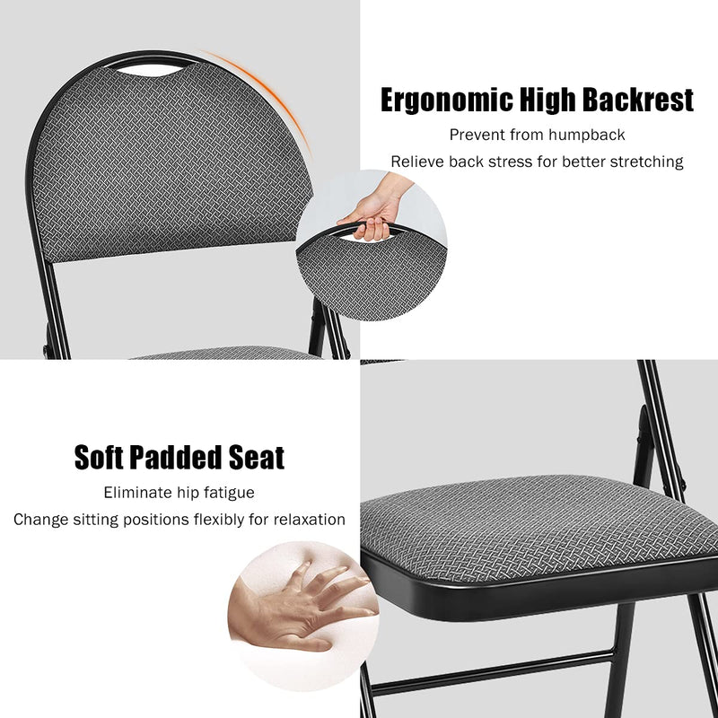 ARLIME 6 PCS Folding Chairs w/Padded Seats, Padded Folding Chair w/Handle Hole, Upholstered Seat