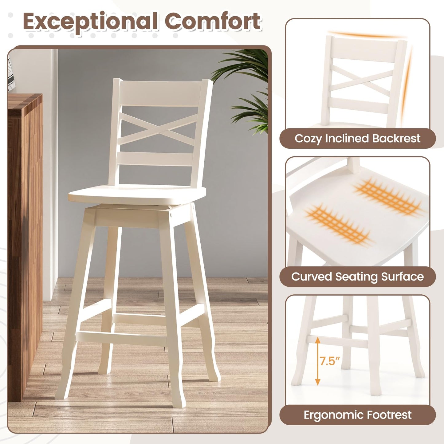 24-Inch Counter Height Stool Set of 2/4