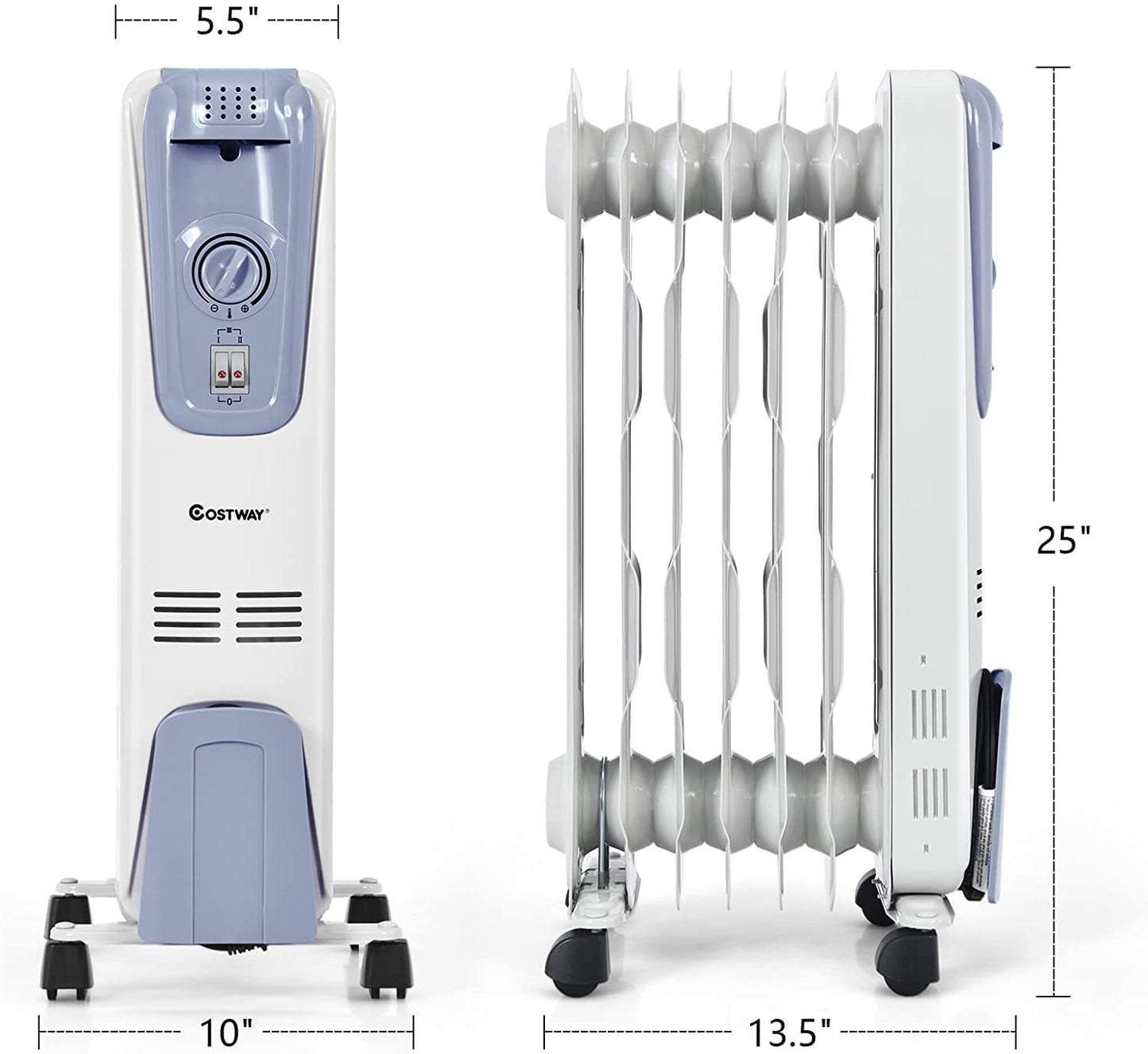 ARLIME 1500W Oil Filled Radiator Heater, Electric Space Heater with Adjustable Thermostat
