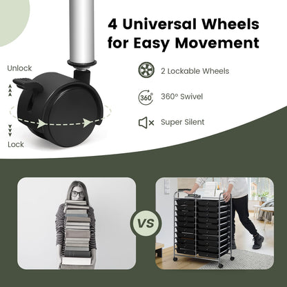 20-Drawer Rolling Storage Cart Utility Storage Organizer Cart for Tools