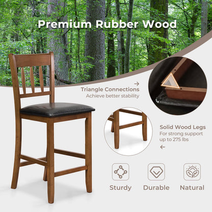 25.5'' Mid Century Modern Wooden Bar Stools with Backrest