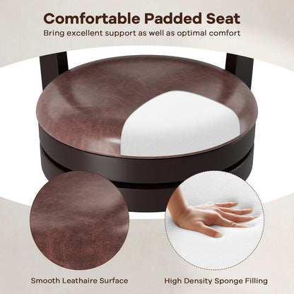 30" Swivel Counter Height Bar Chairs with Copper Nails