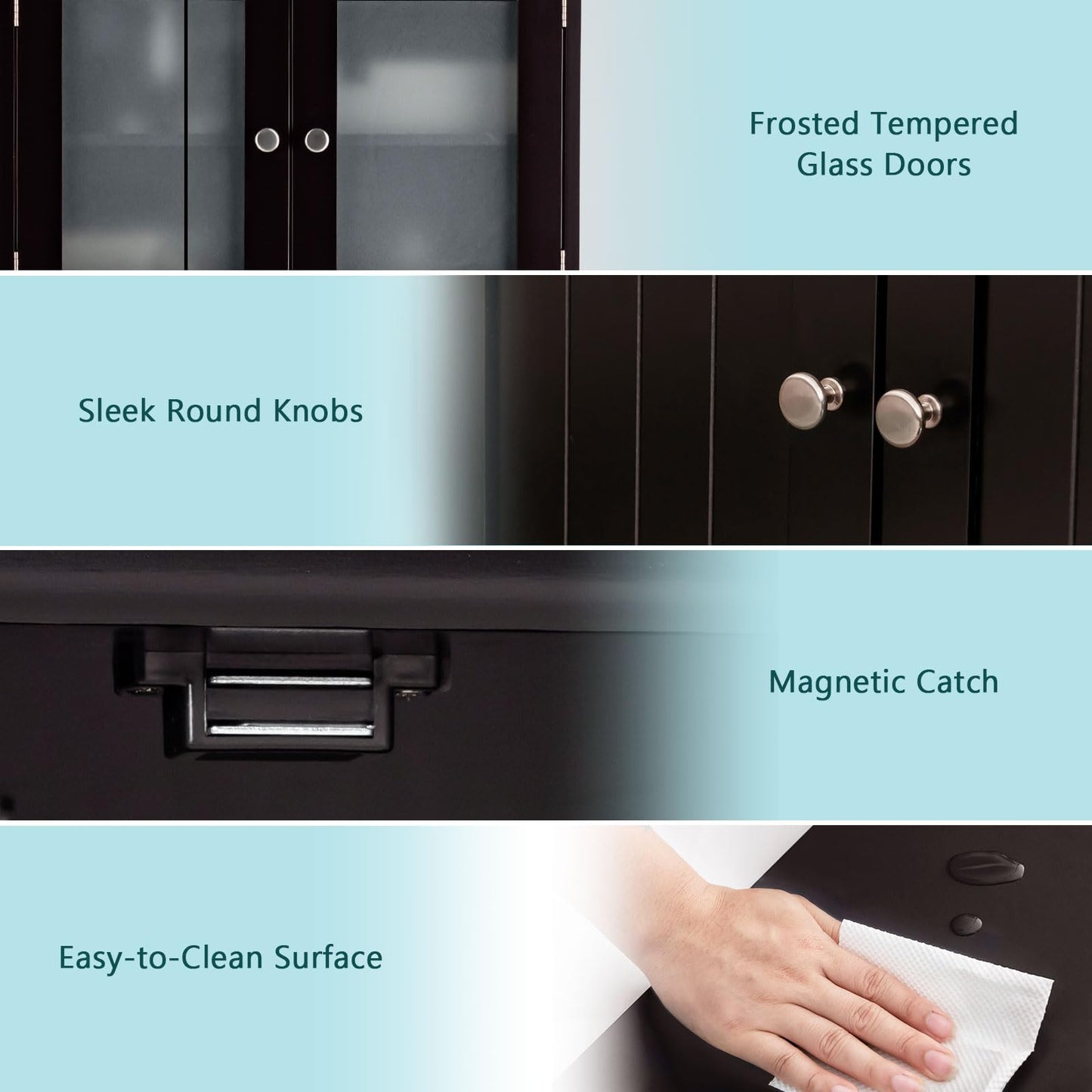 Wooden Linen Storage Organizer Cupboard with Doors & Adjustable Shelf