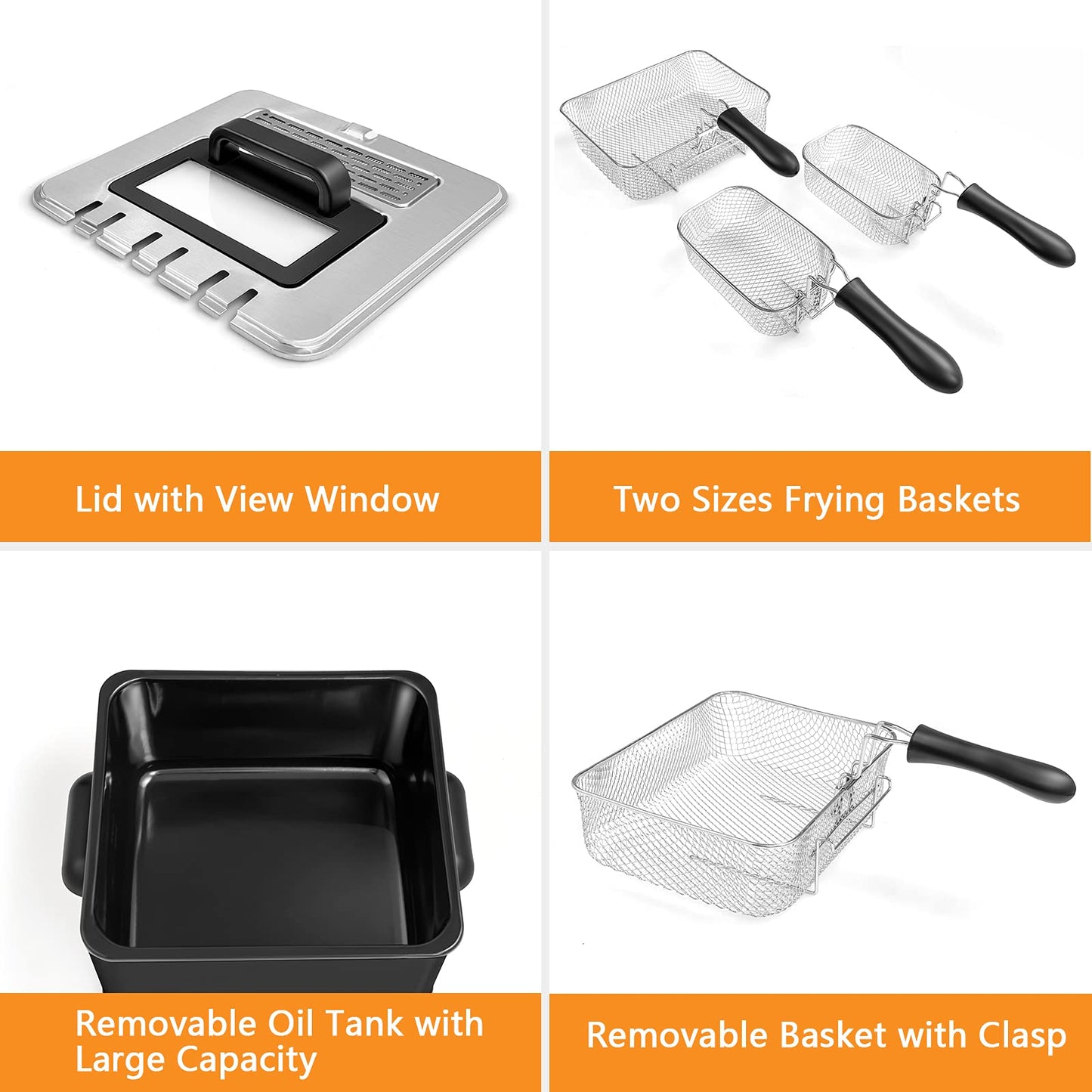 ARLIME Deep Fryer with 2 Baskets, 5.3 Qt/5L Electric Fryer with Adjustable Temperature & Timer