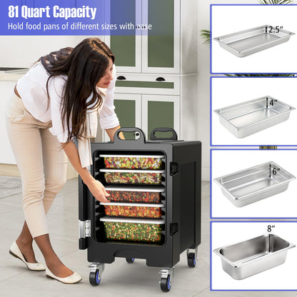 ARLIME 2 Pack Insulated Food Pan Carriers (1 with wheels), End-Loading Insulated for 5 Full-Size Pans