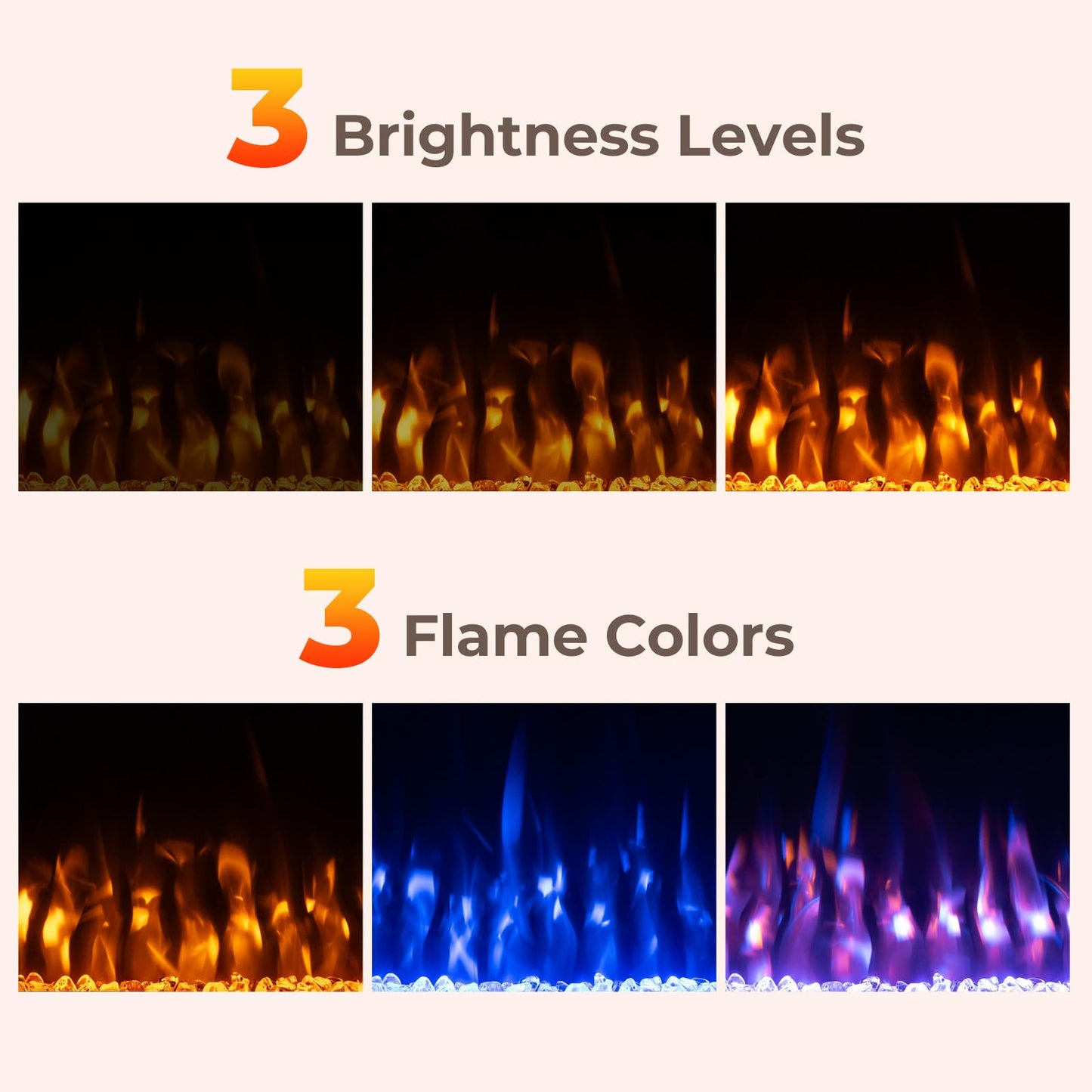 23 Inches Electric Fireplace Insert 750W/1500W Fireplace Heater with Remote Control