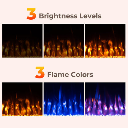 23 Inches Electric Fireplace Insert 750W/1500W Fireplace Heater with Remote Control