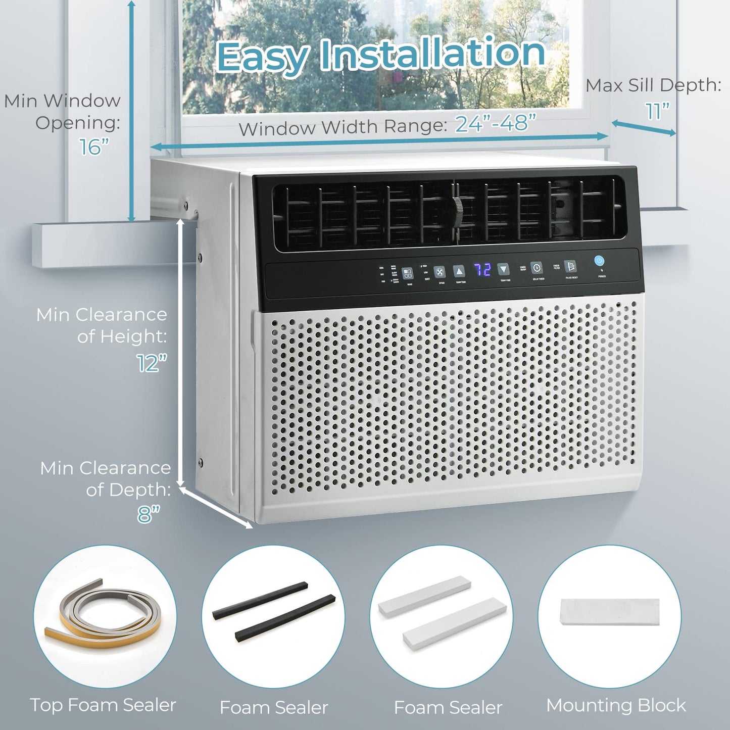 Window Air Conditioners, 10000 BTU U-Shaped 3-In-1 Window AC Units with Energy Saver Modes
