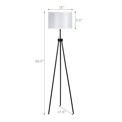 60.5" Metal Tripod Floor Lamp, Contemporary Minimalist Standing Floor Light with Iron Legs