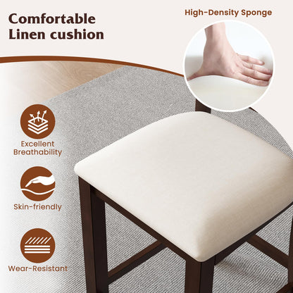 24’’ Counter Height Barstools with Rubber Wood Frame for Home Bar Cafe