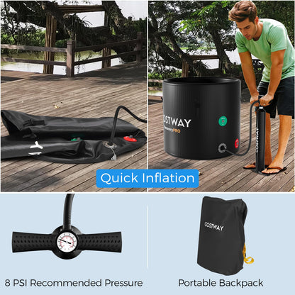 129 Gal Oval Ice Bath Tub with Cover for Cold and Hot Therapy