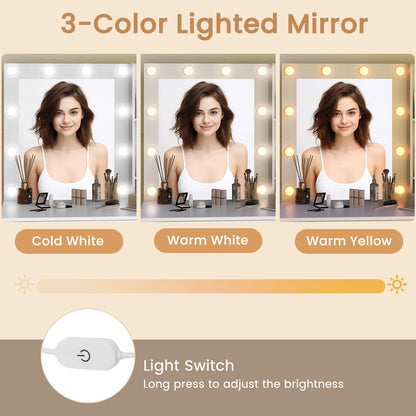 Vanity Desk with Mirror and Lights for Adult Teen Girls