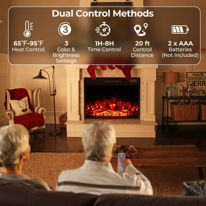 23 Inches Electric Fireplace Insert 750W/1500W Fireplace Heater with Remote Control