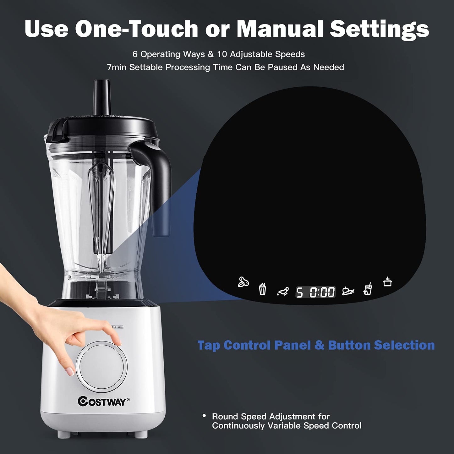 Professional Countertop Blender 6 Pre-Setting Programs & 10 Speed Control