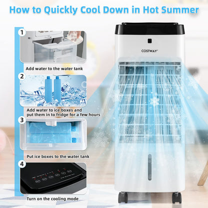 Evaporative Air Cooler, 3-in-1 Portable Quiet Swamp Cooler and Humidifier with Remote, 4 Modes, 70° Oscillation