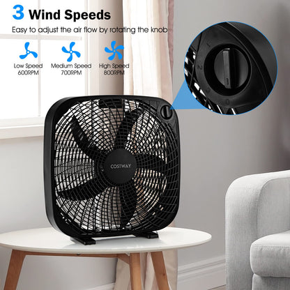 20 Inches Portable Floor Fan with Knob Control 2 Supporting Feet Compact Lightweight