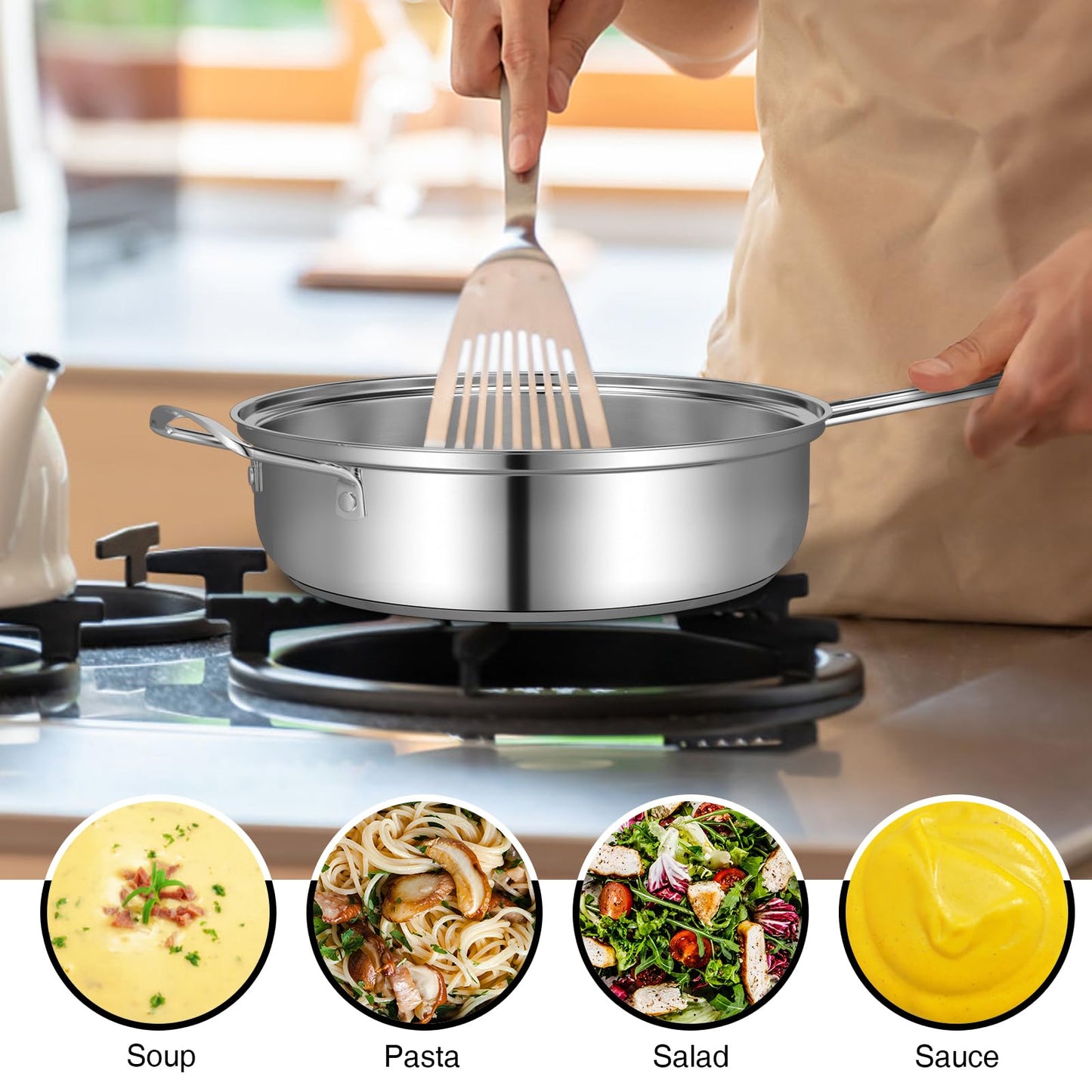 12 Piece Stainless Steel Cookware Set with Stock Pot