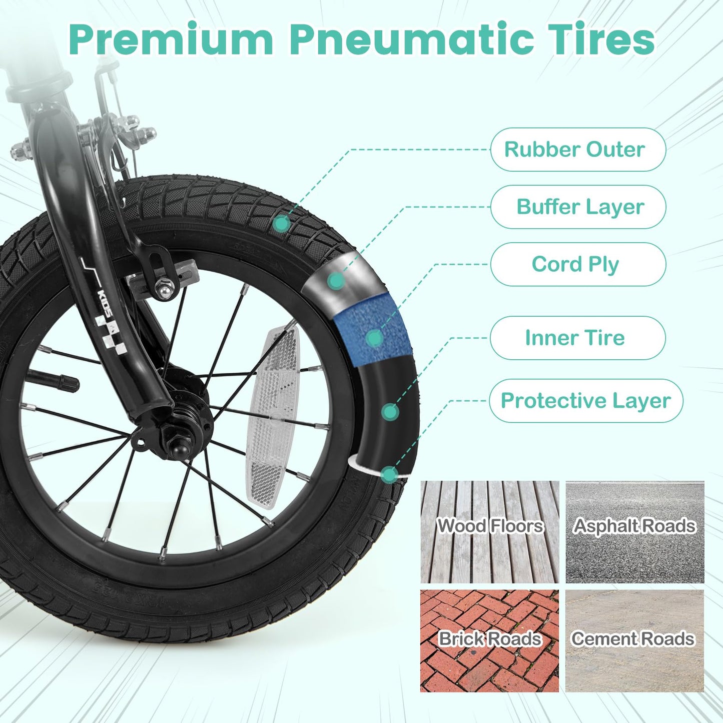 12/14/16/18 Inch Kids Bike w/Removable Training Wheels