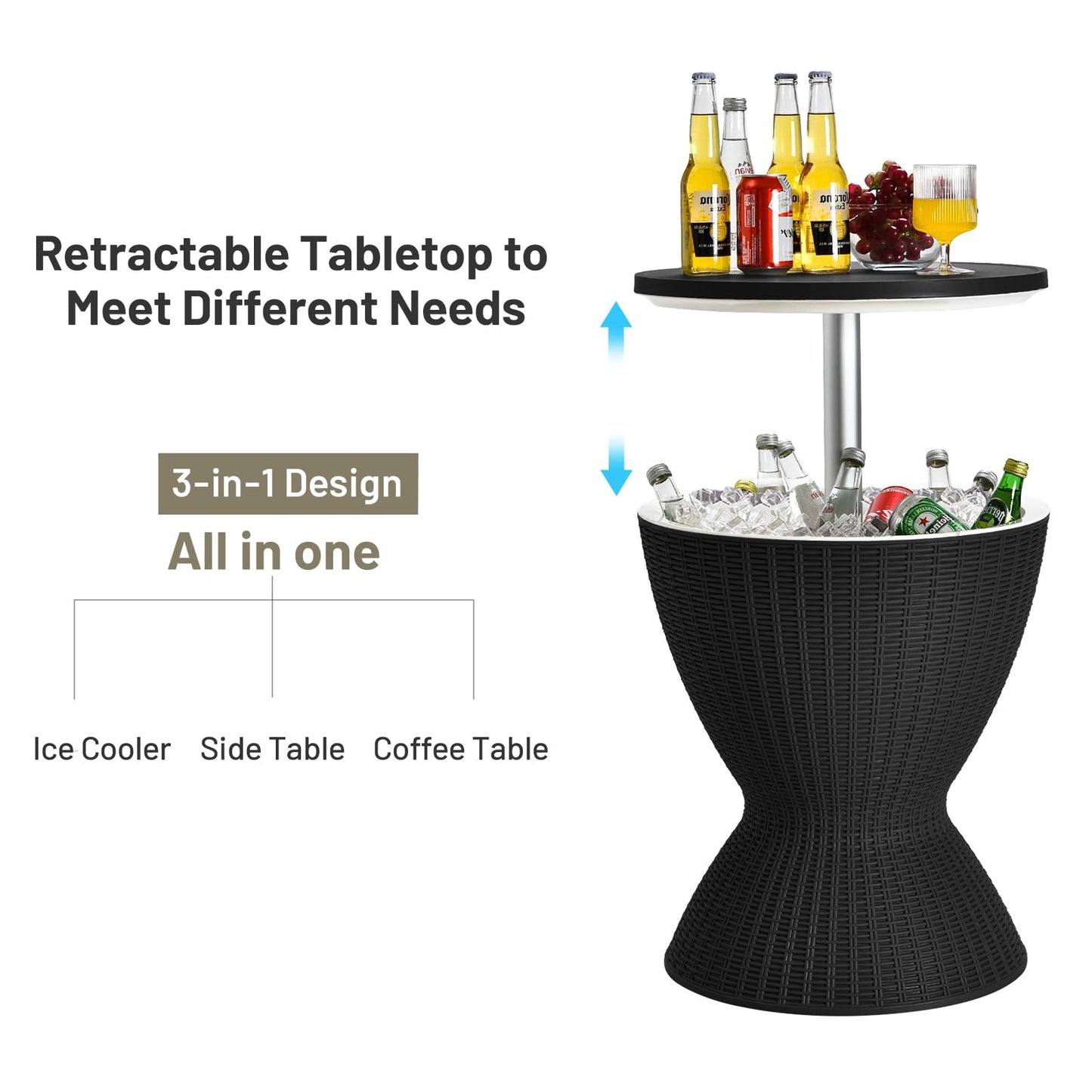 Outdoor Cool Bar Table 8 Gallon Beer and Wine Cooler