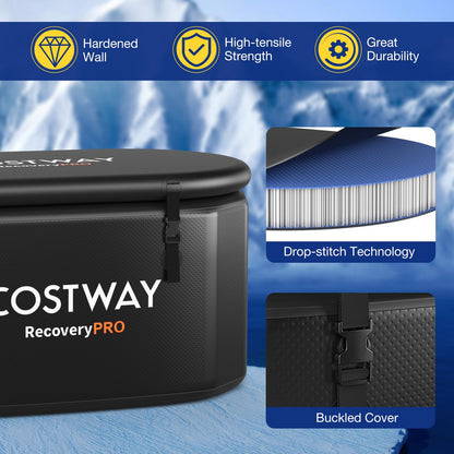 129 Gal Oval Ice Bath Tub w/Cover Portable Outdoor Ice Bath Tub w/Backpack