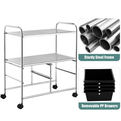 ARLIME 4-Drawer Storage Cart, 4 Drawer 2 Shelves Trolley, Rolling Organizer Cart