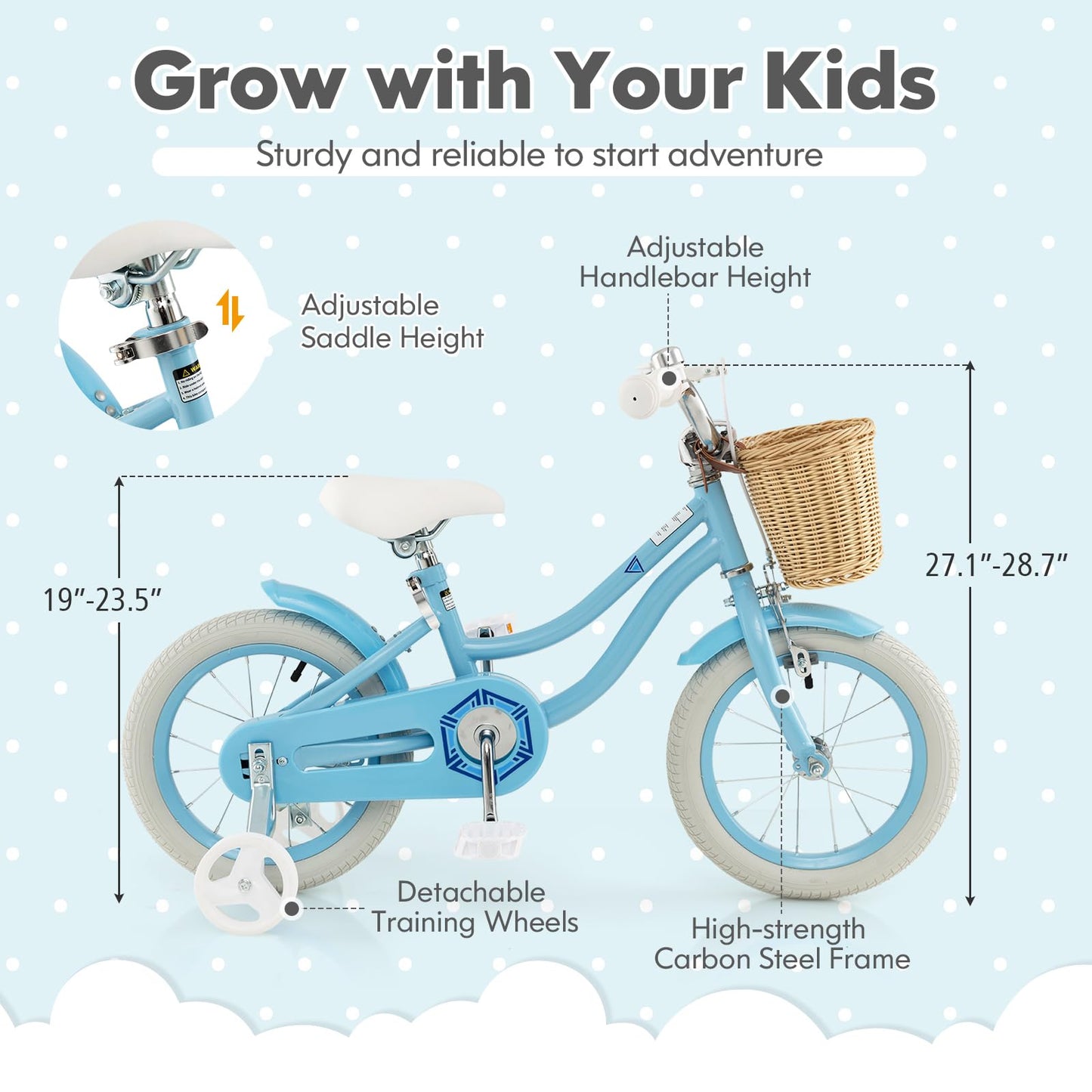 Kids Bike 14 16 18 Inch Toddler Bike with Training Wheels