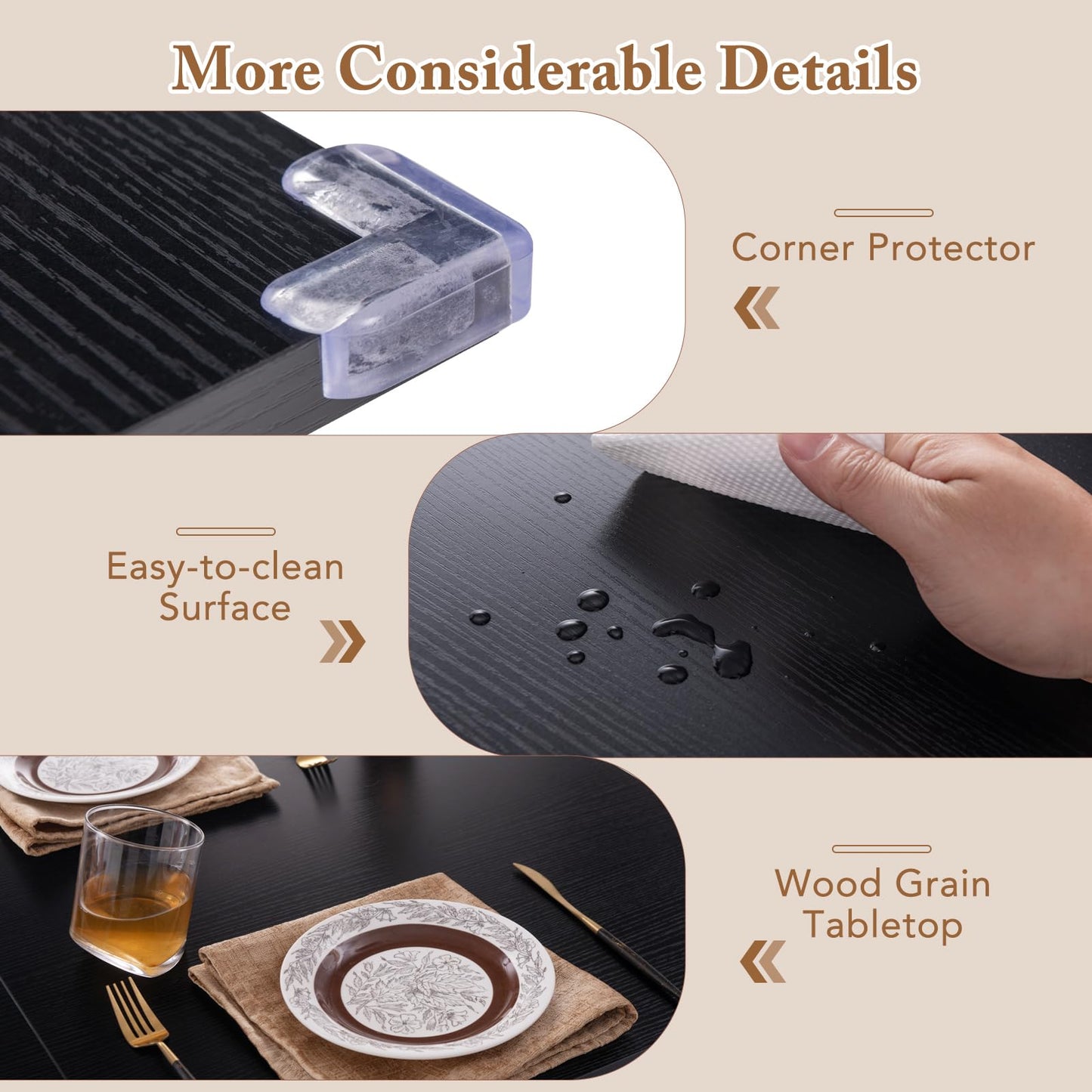 Extendable Dining Table Set for 4-6 with 2 Benches and 2 Square Stools